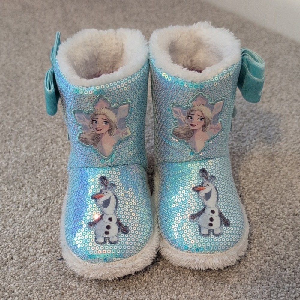 Disney Frozen Blue Sequin Kids Slippers
